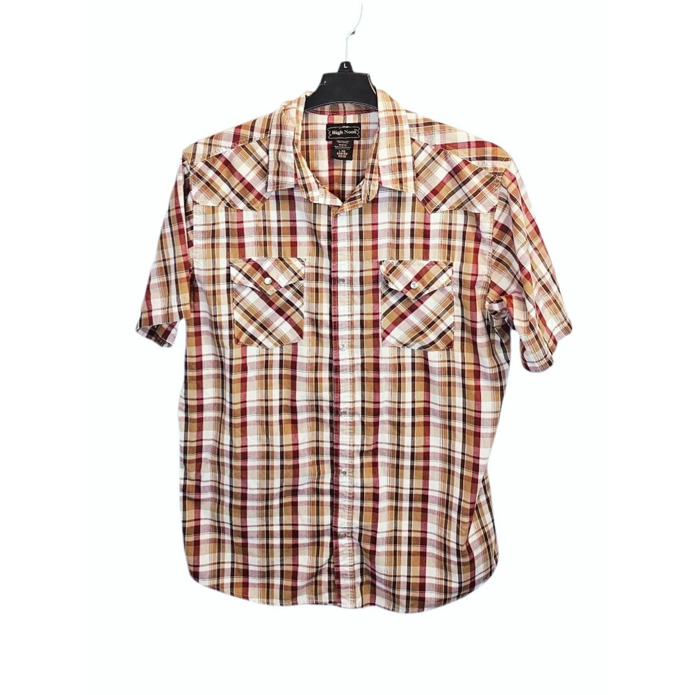 Vintage High Noon Large Pearl Snap Plaid 90s‎ Cowboy Country Western